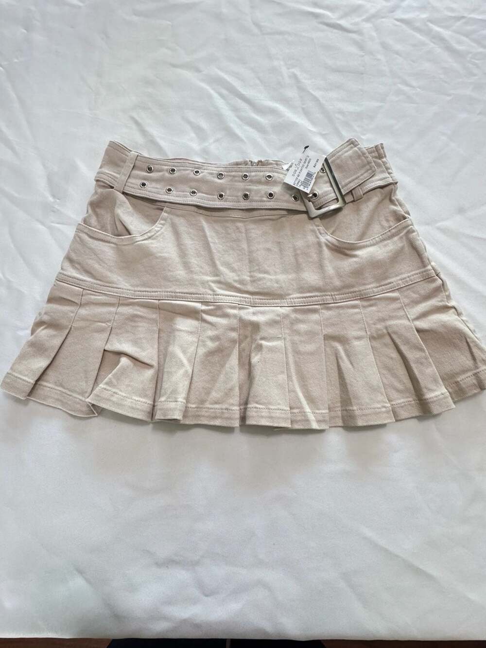 Y2K Pleated Mini Skirt Coquette Low Rise Belted Medium nwt